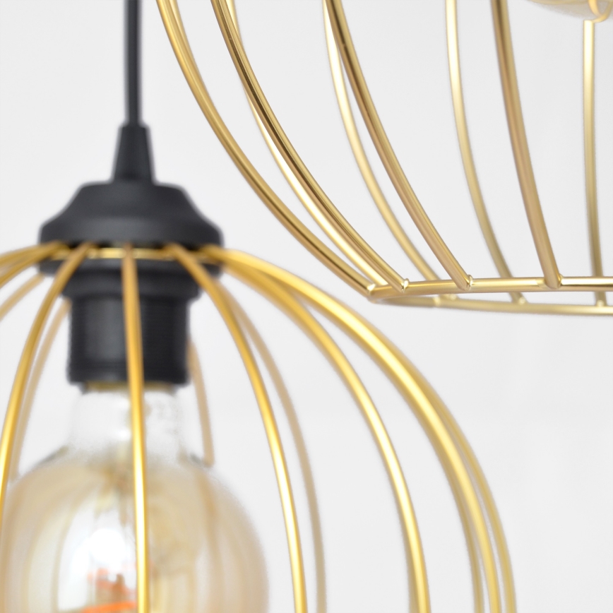 Κρεμαστό φωτιστικό οροφής τρίφωτο MERCURE 3xE27/15W/230V χρυσαφί/μαύρο