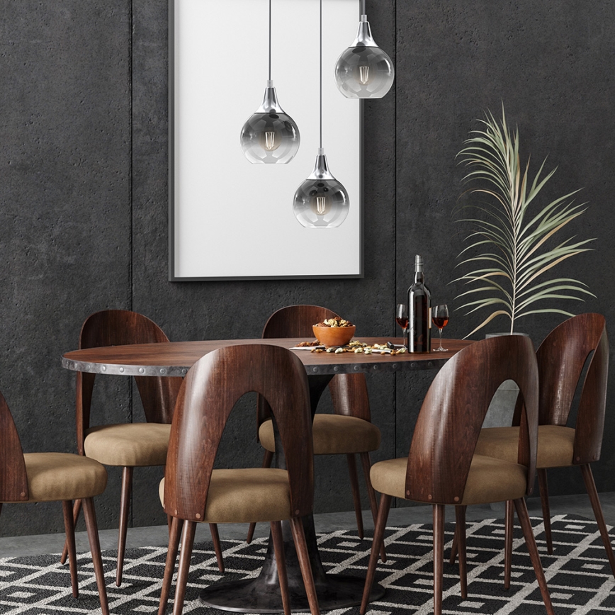 Κρεμαστό φωτιστικό οροφής τρίφωτο MONTE 3xE27/60W/230V ματ χρώμιο