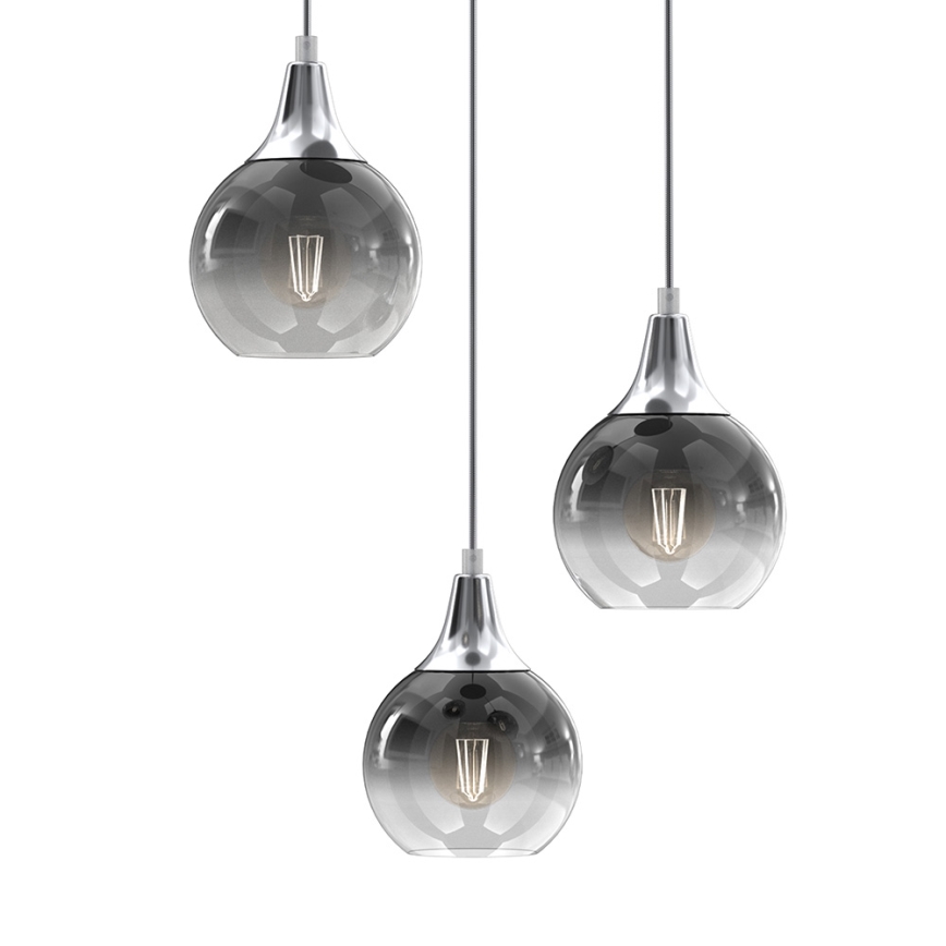 Κρεμαστό φωτιστικό οροφής τρίφωτο MONTE 3xE27/60W/230V ματ χρώμιο