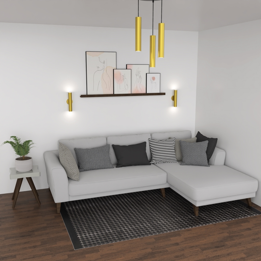 Κρεμαστό φωτιστικό οροφής τρίφωτο RAITO 3xGU10/8W/230V ορείχαλκος