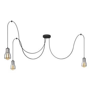Κρεμαστό φωτιστικό οροφής TUBE 3xE27/10W/230V spider μαύρο/γυαλιστερό χρώμιο