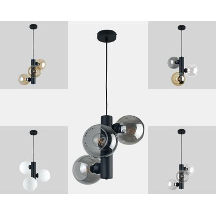 Κρεμαστό φωτιστικό οροφής TUBE 3xE27/60W/230V μαύρο/φιμέ μαύρο