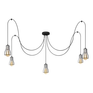 Κρεμαστό φωτιστικό οροφής TUBE 5xE27/15W/230V spider μαύρο/γυαλιστερό χρώμιο