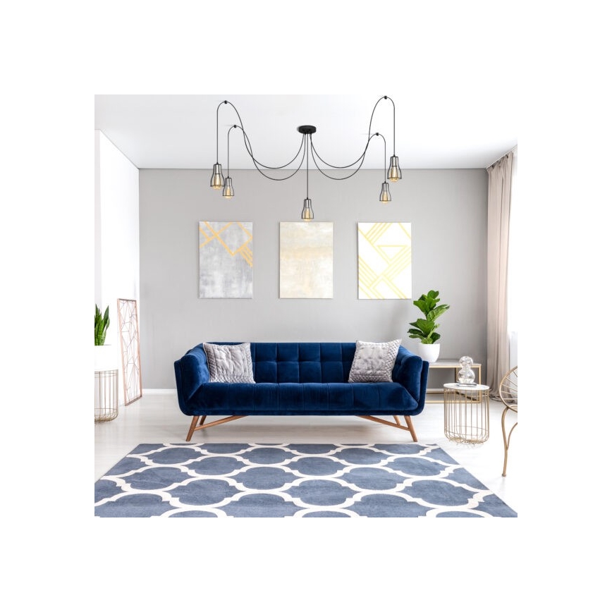 Κρεμαστό φωτιστικό οροφής TUBE 5xE27/15W/230V spider μαύρο/γυαλιστερό χρώμιο