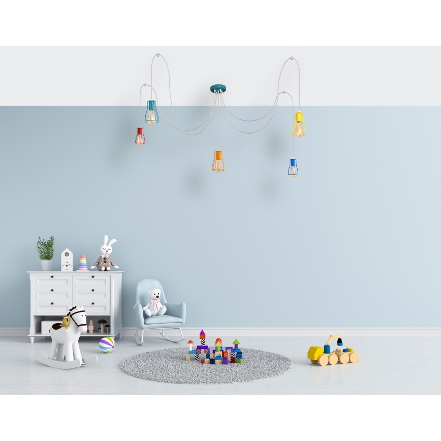 Κρεμαστό φωτιστικό οροφής TUBE 5xE27/20W/230V spider