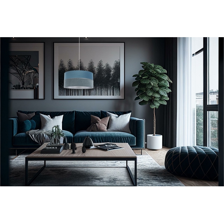 Κρεμαστό φωτιστικό οροφής TWIST 1xE27/60W/230V μπλε/ασημί