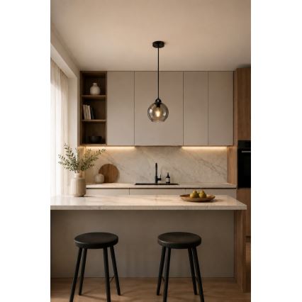 Κρεμαστό φωτιστικό οροφής UNO 1xE27/60W/230V μαύρο/φιμέ
