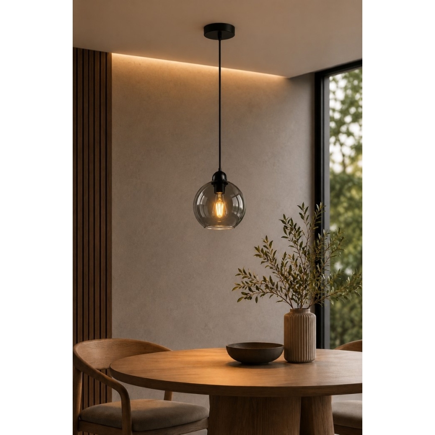 Κρεμαστό φωτιστικό οροφής UNO 1xE27/60W/230V μαύρο/φιμέ