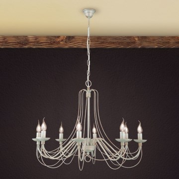 Κρεμαστό φωτιστικό οροφής VELA 8xE14/40W/230V διάμετρος 80 cm λευκό/χρυσό/πατίνα