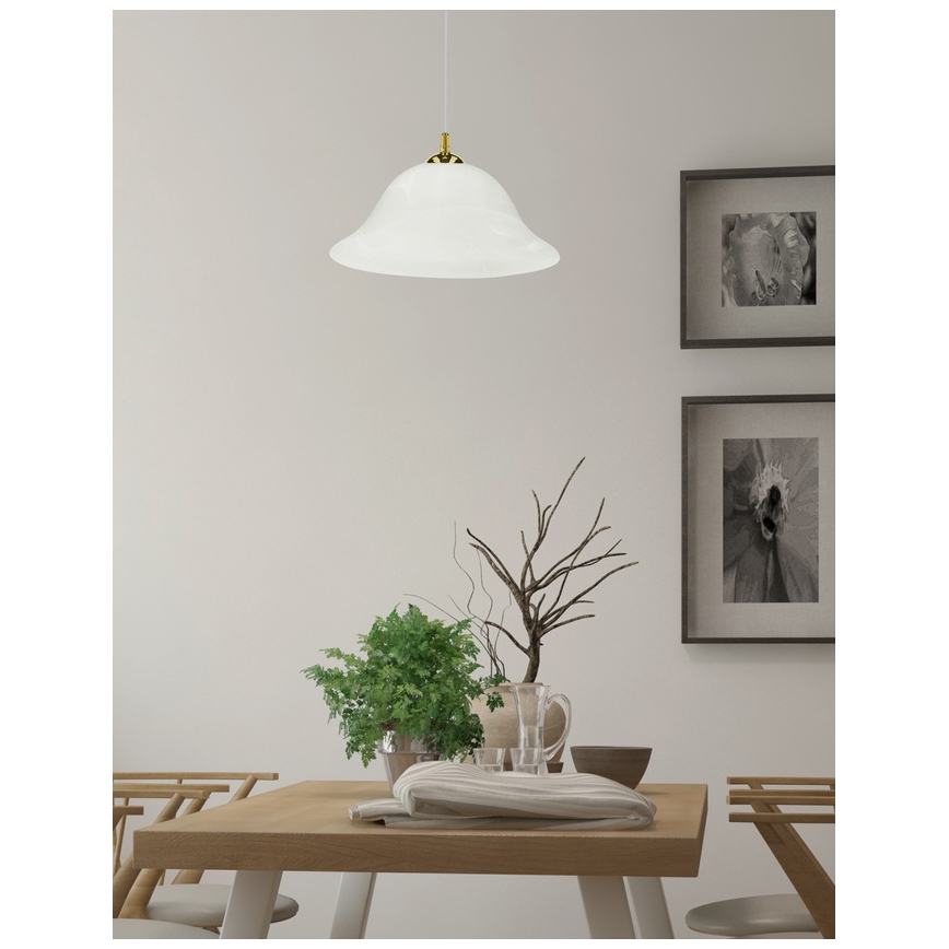 Κρεμαστό φωτιστικό οροφής VERA 1xE27/60W/230V χρυσό/λευκό