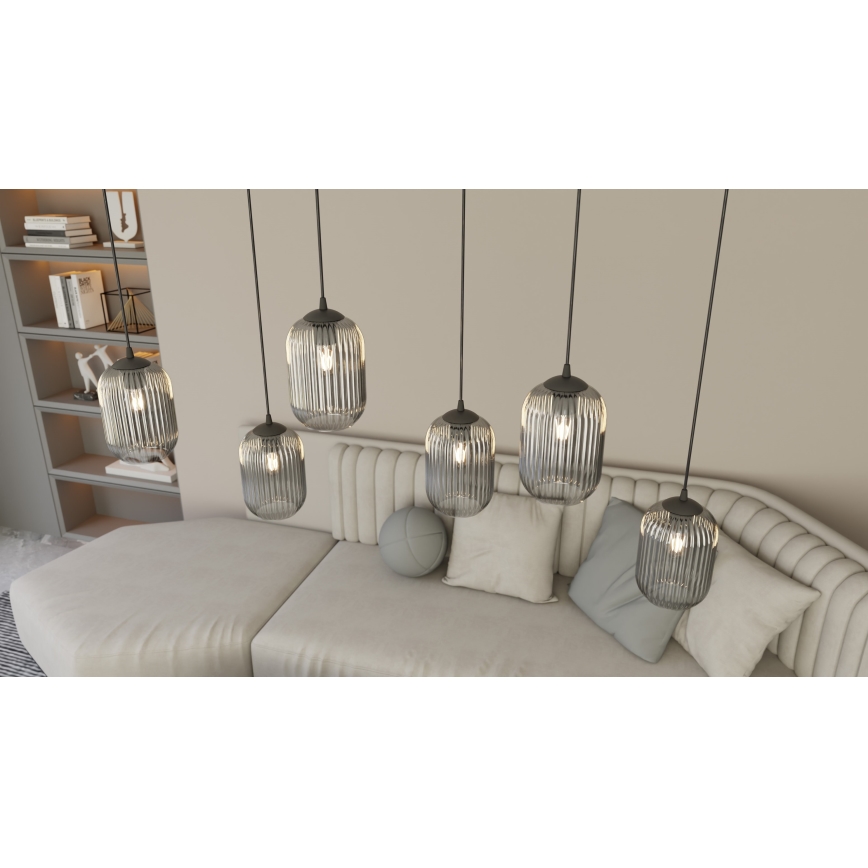 Κρεμαστό φωτιστικό οροφής VERDI 3xE27/15W/230V διάμετρος 30 cm μαύρο/γκρι