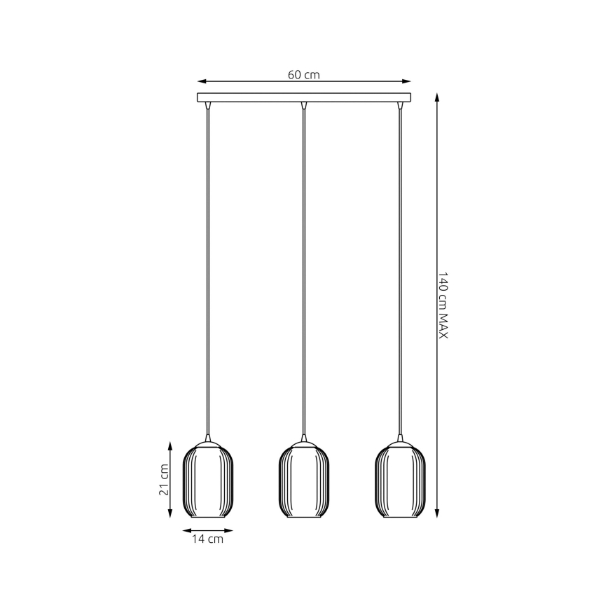 Κρεμαστό φωτιστικό οροφής VERDI 3xE27/15W/230V μαύρο/λευκό