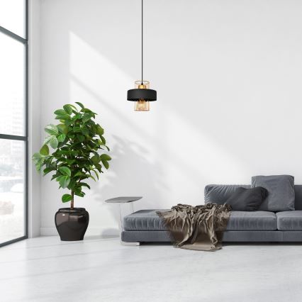 Κρεμαστό φωτιστικό οροφής VOLTA 1xE27/15W/230V μαύρο/χρυσαφί