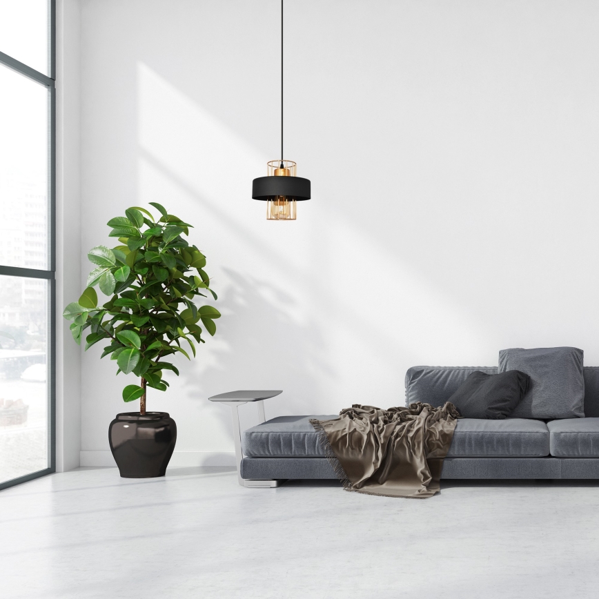 Κρεμαστό φωτιστικό οροφής VOLTA 1xE27/15W/230V μαύρο/χρυσαφί