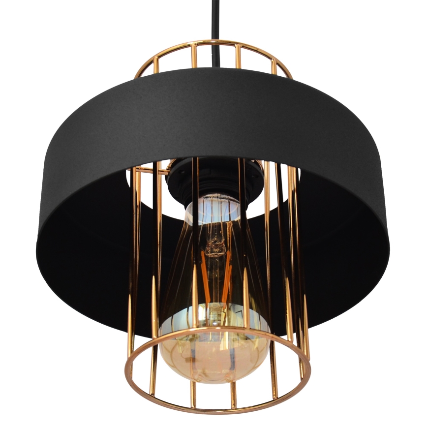 Κρεμαστό φωτιστικό οροφής VOLTA 1xE27/15W/230V μαύρο/χρυσαφί