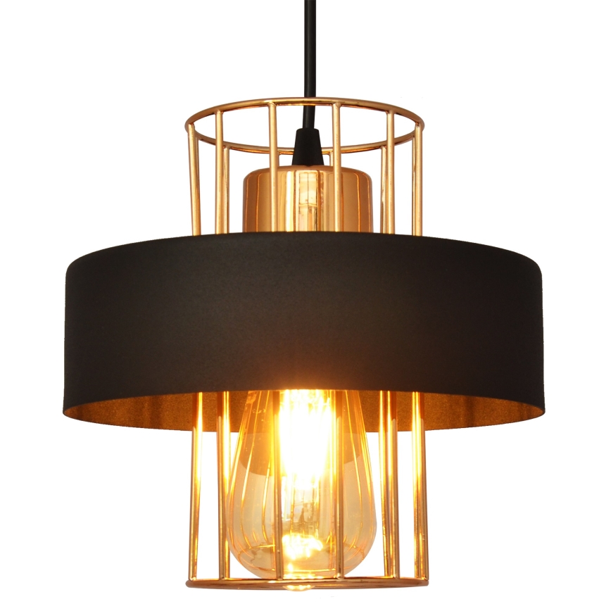 Κρεμαστό φωτιστικό οροφής VOLTA 1xE27/15W/230V μαύρο/χρυσαφί