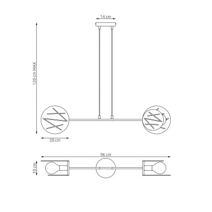 Κρεμαστό φωτιστικό οροφής XOTIC 2xE27/15W/230V μαύρο