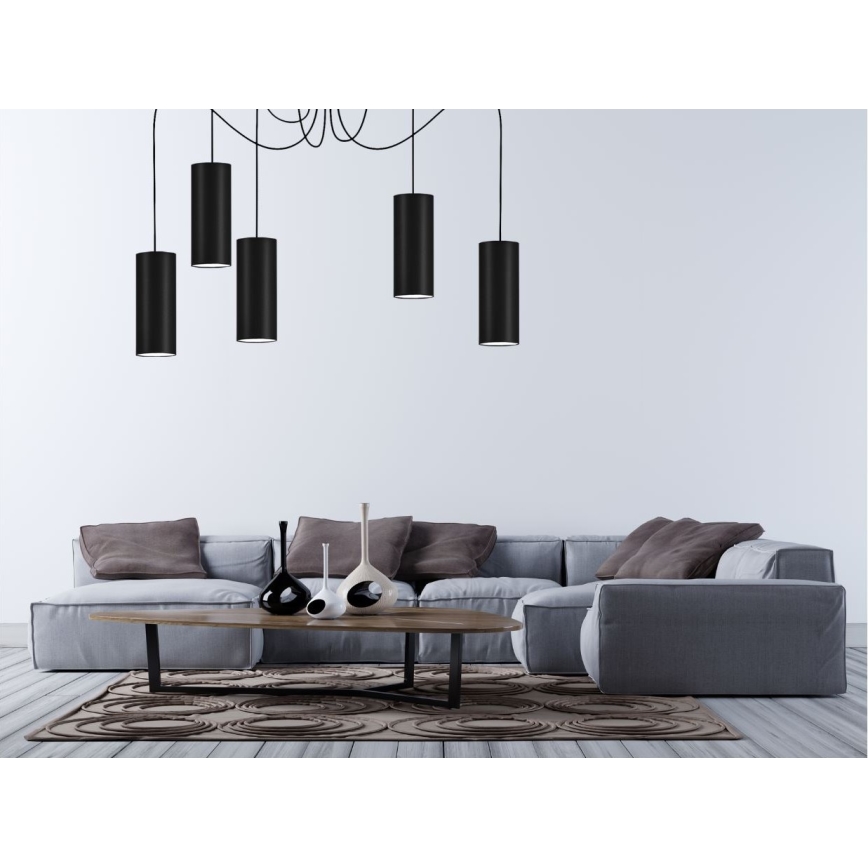 Κρεμαστό φωτιστικό οροφής ZIK 5xE27/40W/230V spider μαύρο