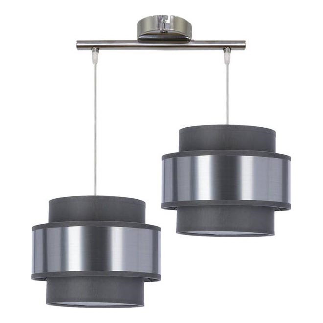 Κρεμαστό φωτιστικό οροφής δίφωτο HARE 2xE27/60W/230V γκρι/ματ χρώμιο