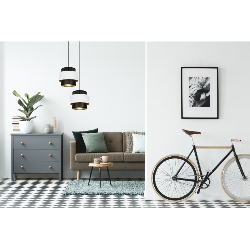 Κρεμαστό φωτιστικό οροφής δίφωτο NESS 2xE27/60W/230V διάμετρος 30 cm μαύρο/λευκό