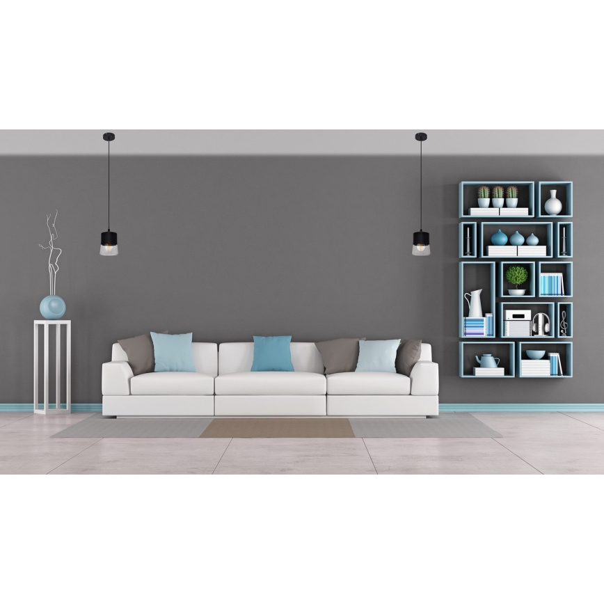 Κρεμαστό φωτιστικό οροφής μονόφωτο FERGIE 1xE27/15W/230V μαύρο