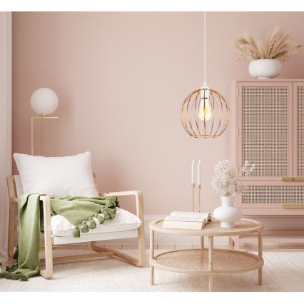 Κρεμαστό φωτιστικό οροφής μονόφωτο MATT 1xE27/60W/230V λευκό/χαλκός