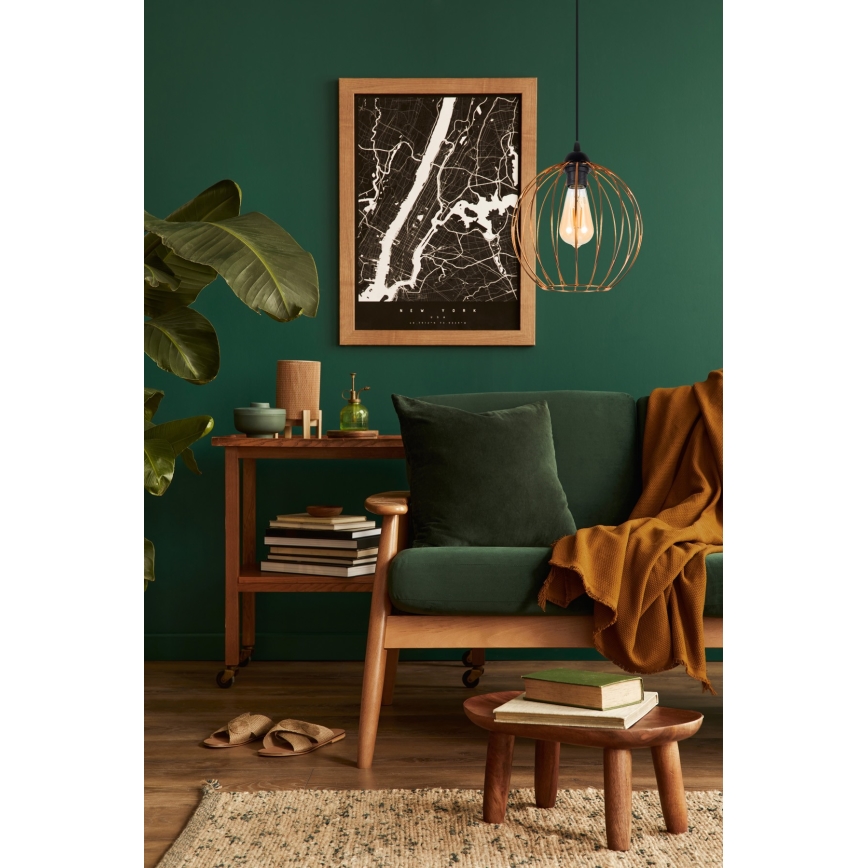 Κρεμαστό φωτιστικό οροφής μονόφωτο MATT 1xE27/60W/230V μαύρο/χαλκός