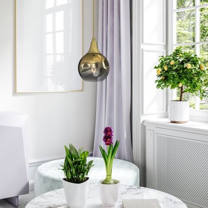 Κρεμαστό φωτιστικό οροφής μονόφωτο MONTE 1xE27/60W/230V δ. 15 cm χρυσό