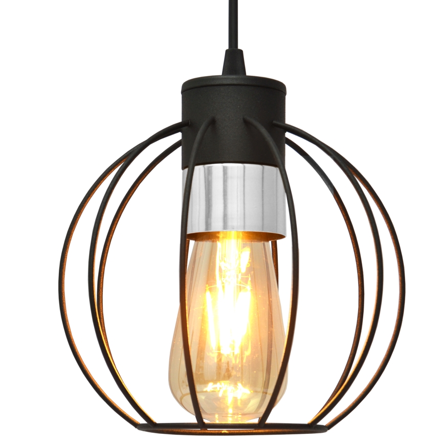 Κρεμαστό φωτιστικό οροφής μονόφωτο STARLIGHT 1xE27/15W/230V μαύρο/ασήμι