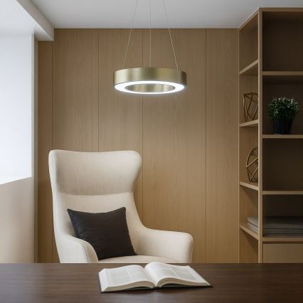 Κρεμαστό LED φωτιστικό σε σύρμα UNION LED/40W/230V 3000/4000/6500K διάμ. 40 cm χρυσό