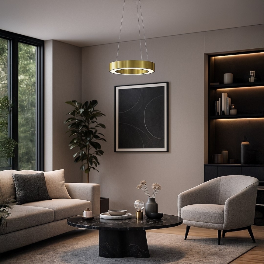 Κρεμαστό LED φωτιστικό σε σύρμα UNION LED/40W/230V 3000/4000/6500K διάμ. 40 cm χρυσό