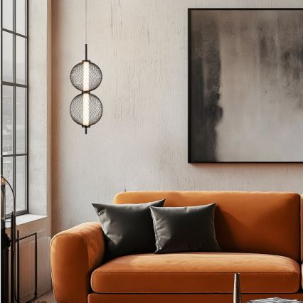 Κρεμαστό LED φωτιστικό PUMA με καλώδιο, LED/10W/230V, Ø 14 cm, μαύρο