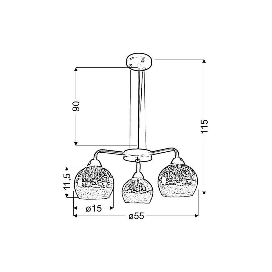 Κρεμαστό πολύφωτο CROMINA 3xE27/60W/230V