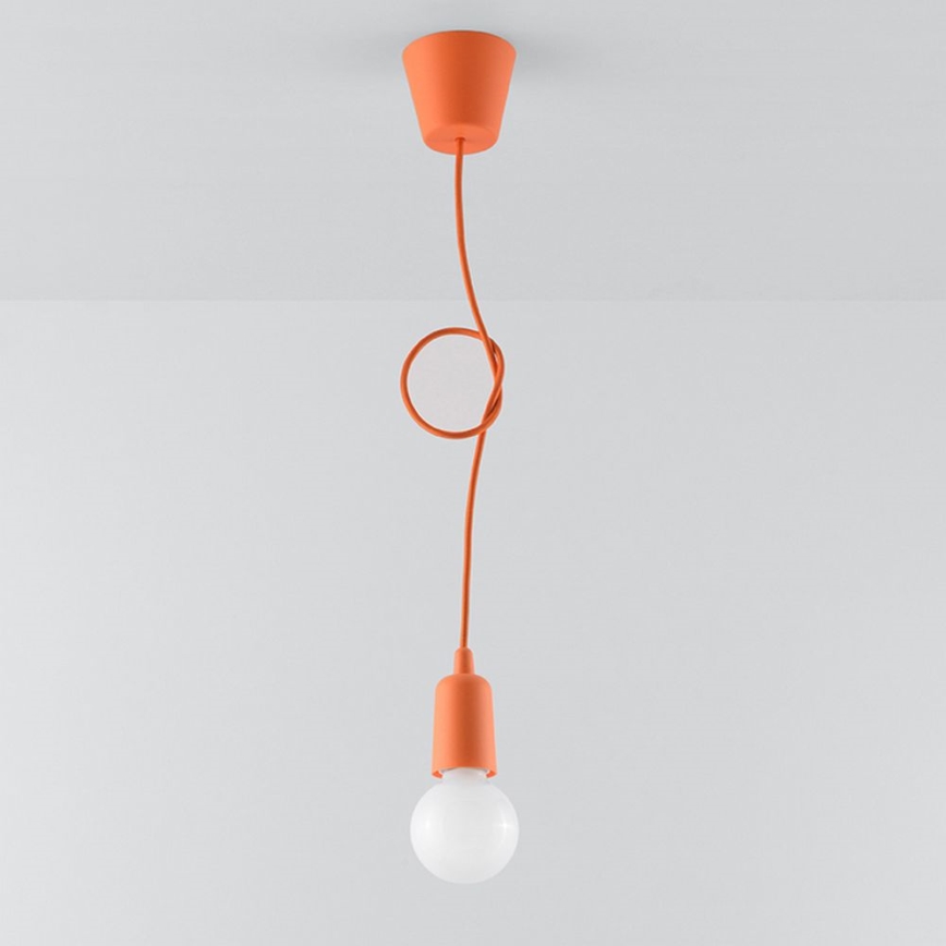 Κρεμαστό πολύφωτο με σύρμα DIEGO 1xE27/60W/230V πορτοκαλί