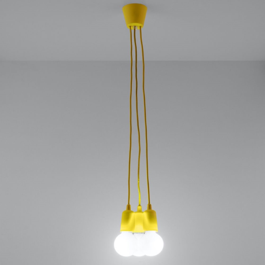 Κρεμαστό πολύφωτο με σύρμα DIEGO 3xE27/60W/230V κίτρινο