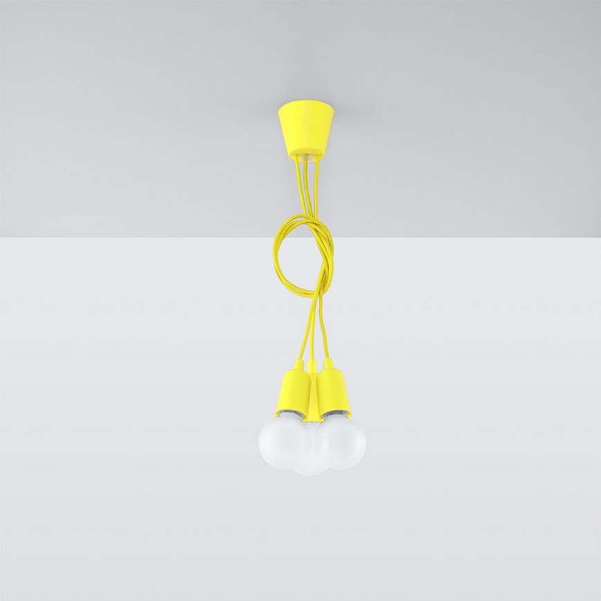 Κρεμαστό πολύφωτο με σύρμα DIEGO 3xE27/60W/230V κίτρινο