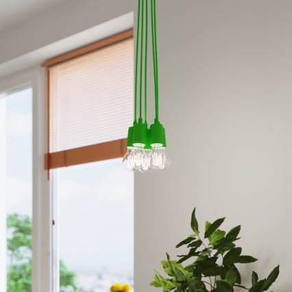 Κρεμαστό πολύφωτο με σύρμα DIEGO 3xE27/60W/230V πράσινο