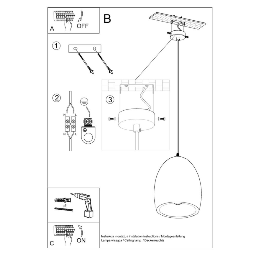 Κρεμαστό πολύφωτο με σύρμα FLAWIUSZ 1xE27/60W/230V