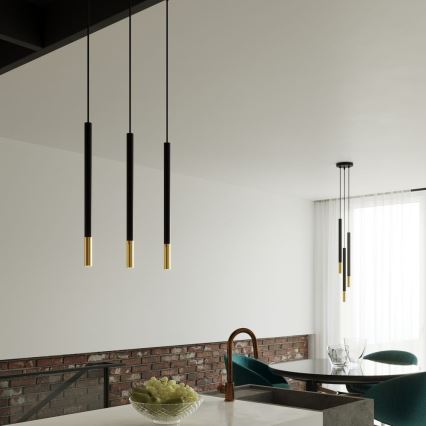 Κρεμαστό πολύφωτο με σύρμα MOSAIC 1xG9/12W/230V μαύρο/χρυσαφί