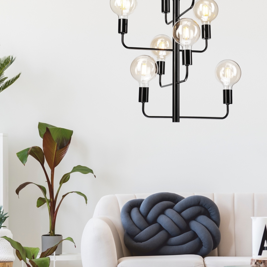 Κρεμαστό πολύφωτο οροφής ORLANDO 8xE27/60W/230V μαύρο