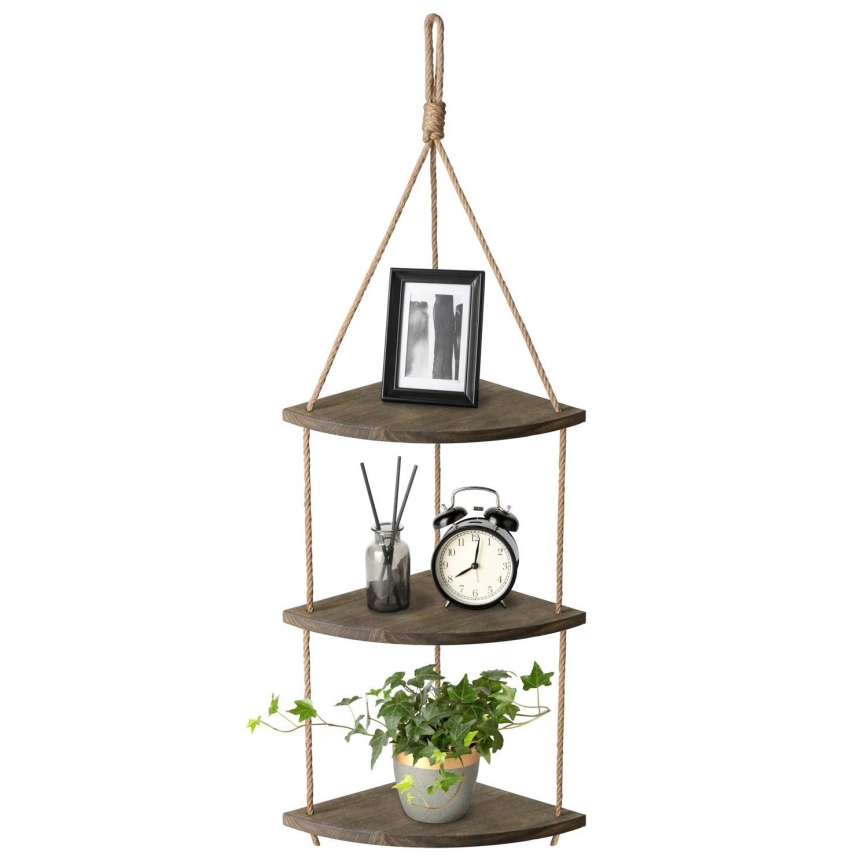 Κρεμαστό γωνιακό ράφι 90x25 cm καφέ