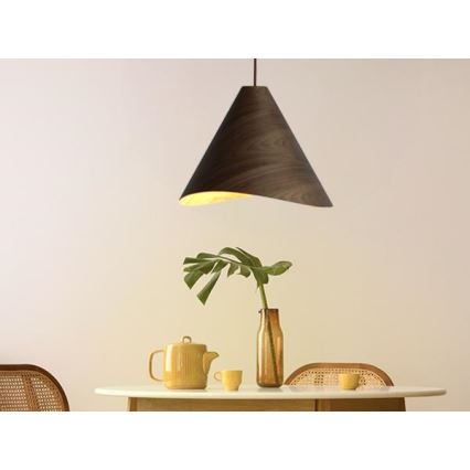 Κρεμαστό ξύλινο φωτιστικό με καλώδιο 1xE27/60W/230V Ø 45 cm μασίφ/καρυδιά/ξύλο καουτσουκόδεντρου