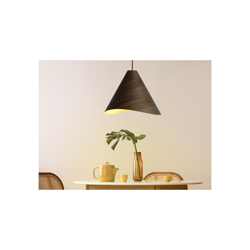 Κρεμαστό ξύλινο φωτιστικό με καλώδιο 1xE27/60W/230V Ø 45 cm μασίφ/καρυδιά/ξύλο καουτσουκόδεντρου