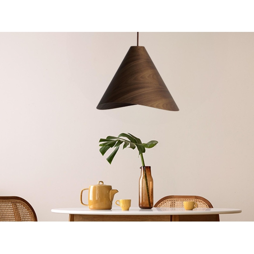 Κρεμαστό ξύλινο φωτιστικό με καλώδιο 1xE27/60W/230V Ø 45 cm μασίφ/καρυδιά/ξύλο καουτσουκόδεντρου