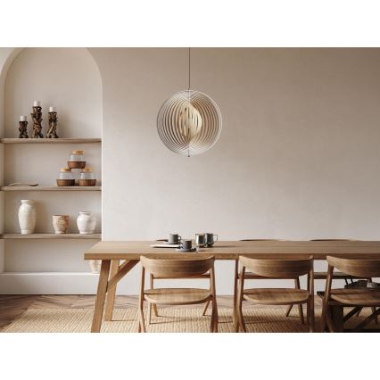 Κρεμαστό ξύλινο φωτιστικό με καλώδιο ανάρτησης 1xE27/60W/230V Ø 50 cm μασίφ/καπλαμάς/καουτσουκόξυλο