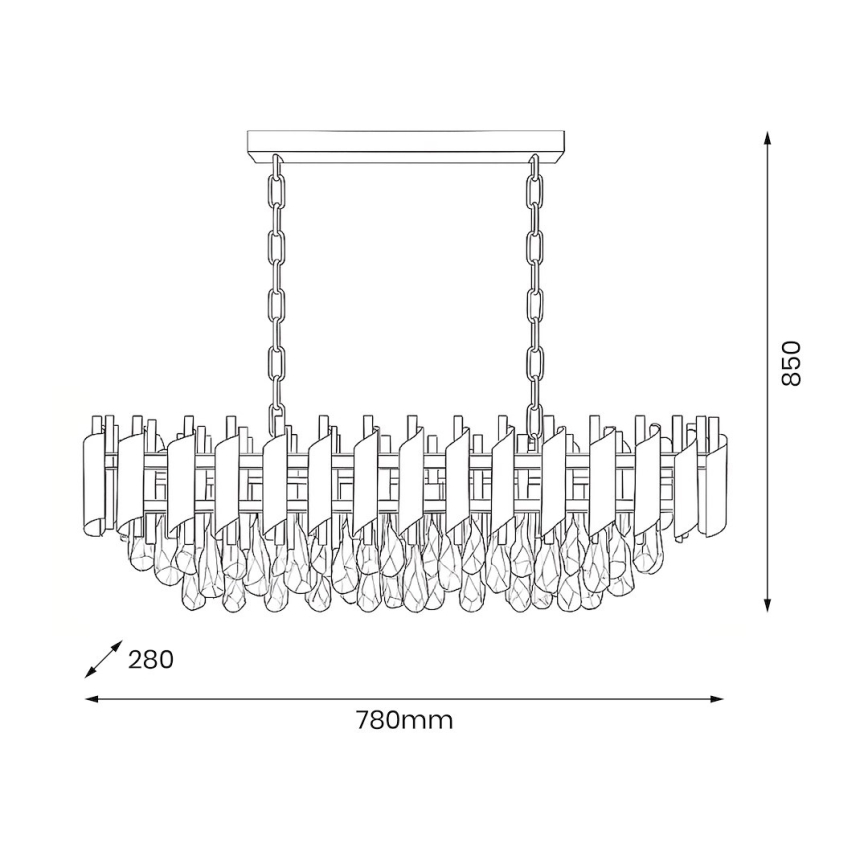 Κρεμαστός πολυέλαιος CRISTAL σε αλυσίδα 10xE14/10W/230V μαύρο/χρυσό