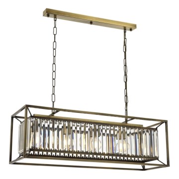 Κρεμαστός πολυέλαιος CRYSTALLINE με αλυσίδα, 4xE27/6W/230V, μπρονζέ