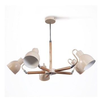 Κρεμαστός πολυέλαιος KALITHEA 5xE27/60W/230V μπεζ