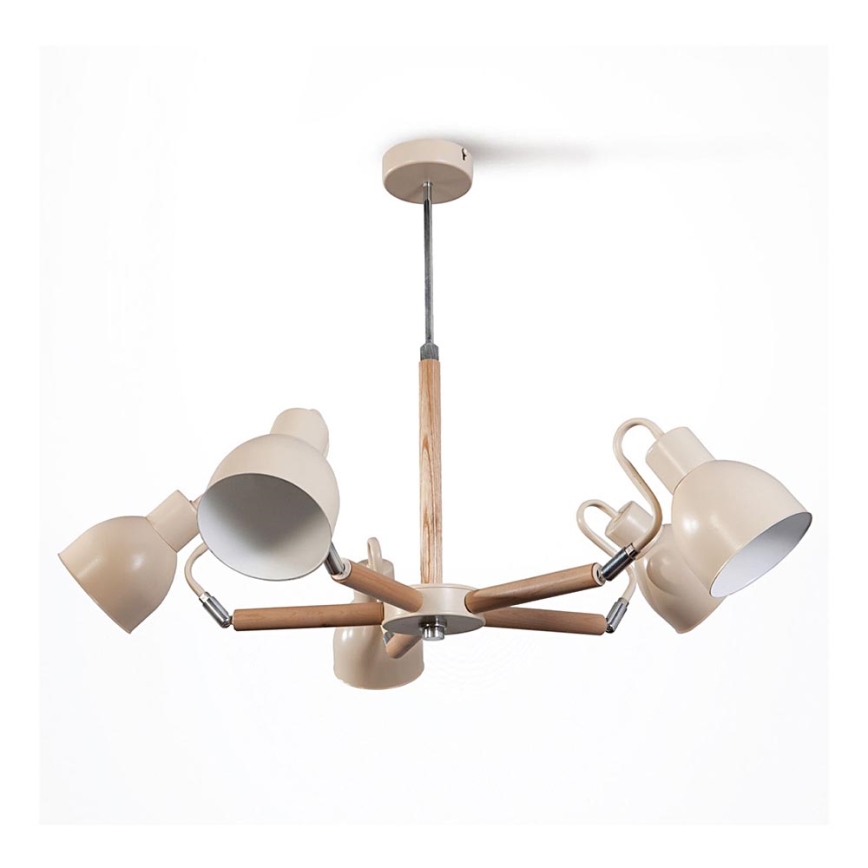 Κρεμαστός πολυέλαιος KALITHEA 5xE27/60W/230V μπεζ