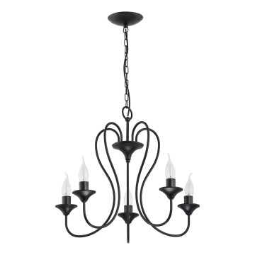 Κρεμαστός πολυέλαιος UNITY με αλυσίδα, 5xE14/10W/230V, μαύρο